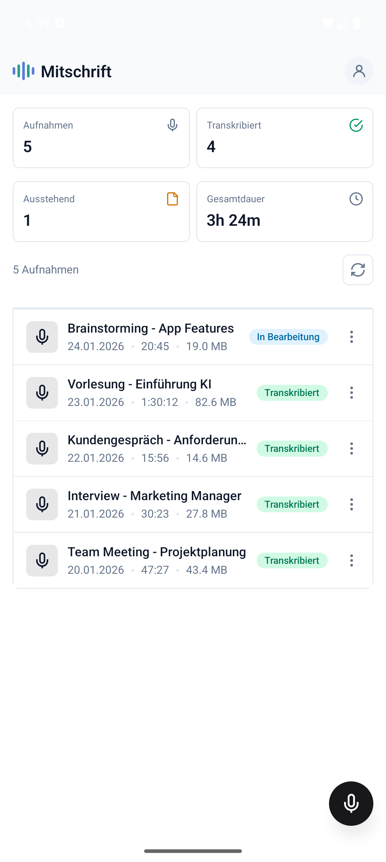Mitschrift Android App